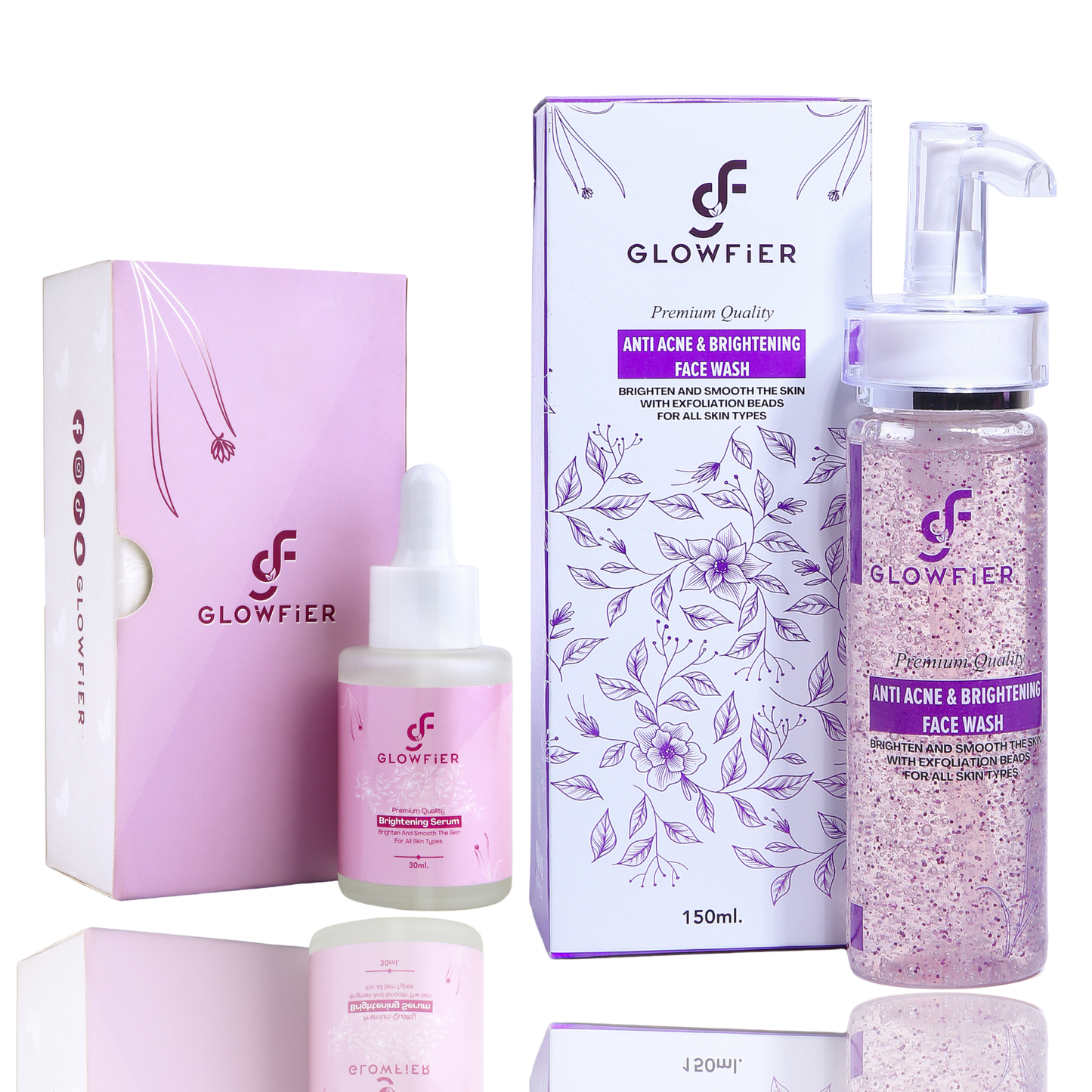 Glowfier Anti-Acne Face Wash & Brightening Serum Combo โ Pack of 2 (150ml + 30ml)